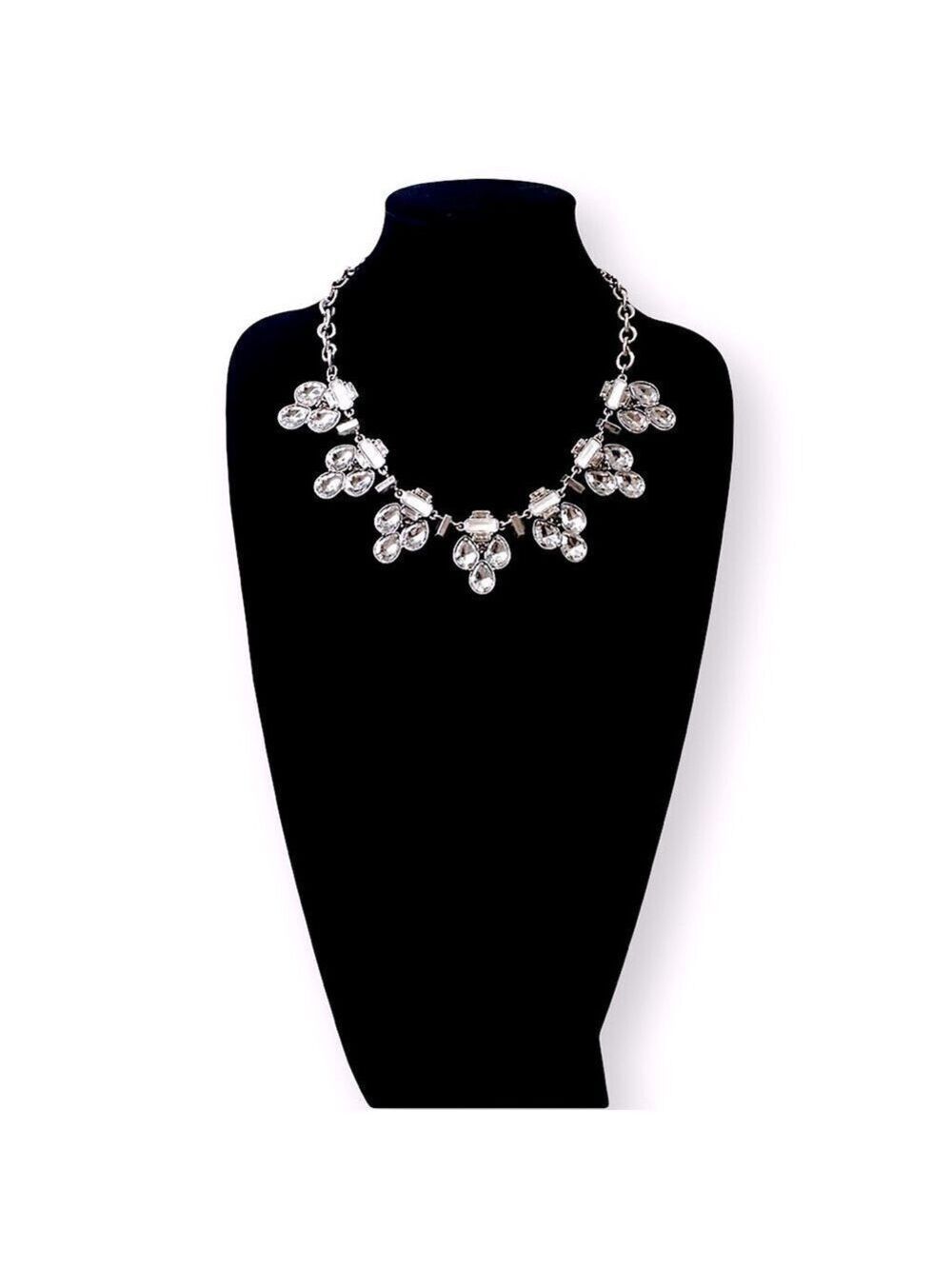 Lee Angel Neiman Marcus Silver Crystal Bib Necklace NWT